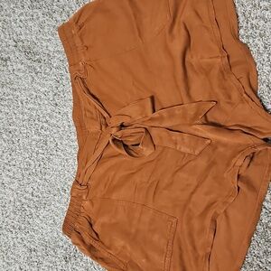 Rust Tie-Front Shorts
